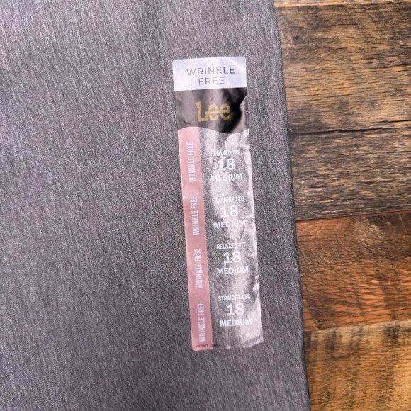 Lee Relaxed Fit Straight Leg Pants Womens 18M Gray Mid Rise Wrinkle Free New - Picture 6 of 14